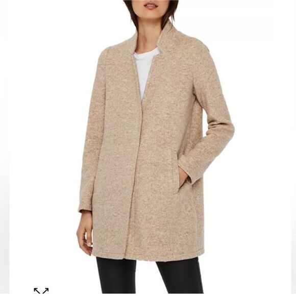 VERO MODA Katherine‎ Brushed Jacket Beige Tan silver mink Size 18 NWT - Picture 1 of 15